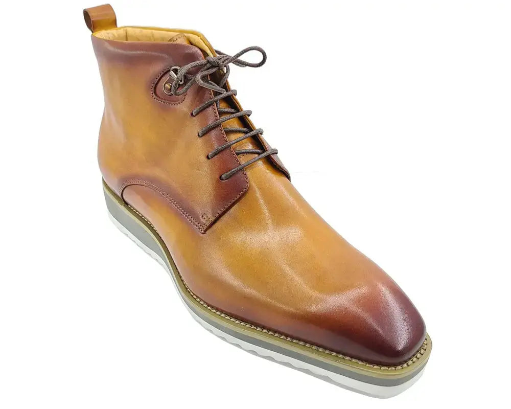 Carrucci Burnished Calfskin Lace-Up Boots - Rich Leather Elegance