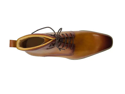 Carrucci Burnished Calfskin Lace-Up Boots - Rich Leather Elegance