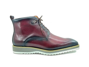 Carrucci Burnished Calfskin Lace-Up Boots - Rich Leather Elegance