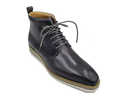 Carrucci Burnished Calfskin Lace-Up Boots - Rich Leather Elegance