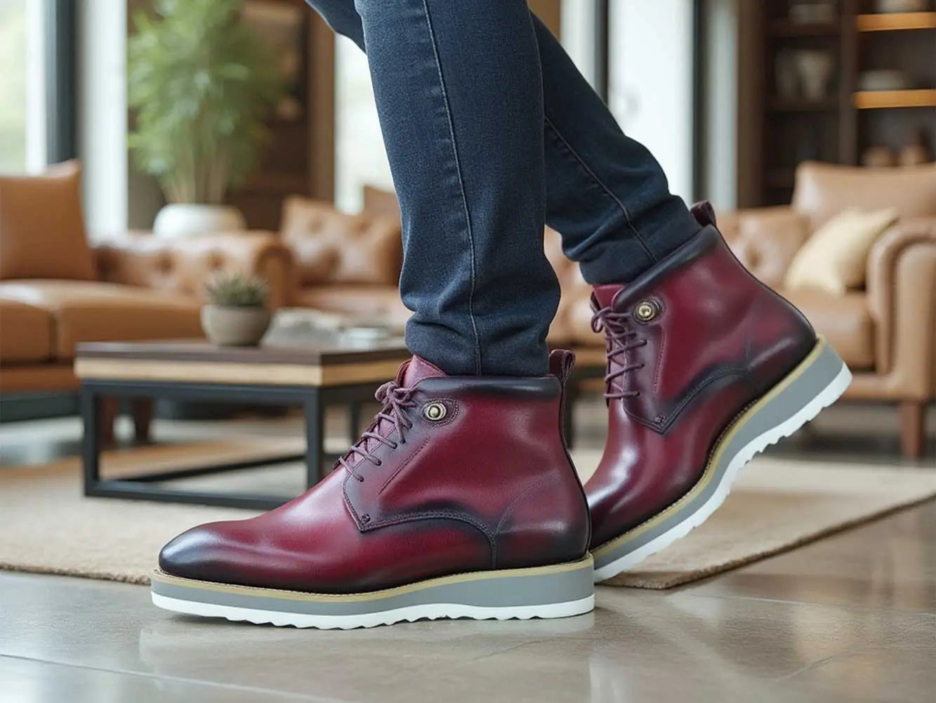 Burnished Calfskin Lace-Up Boot - Image 10