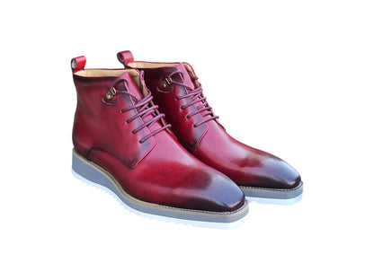 Carrucci Burnished Calfskin Lace-Up Boots - Rich Leather Elegance