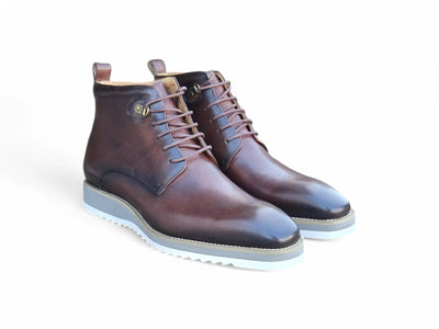Burnished Calfskin Lace-Up Boot