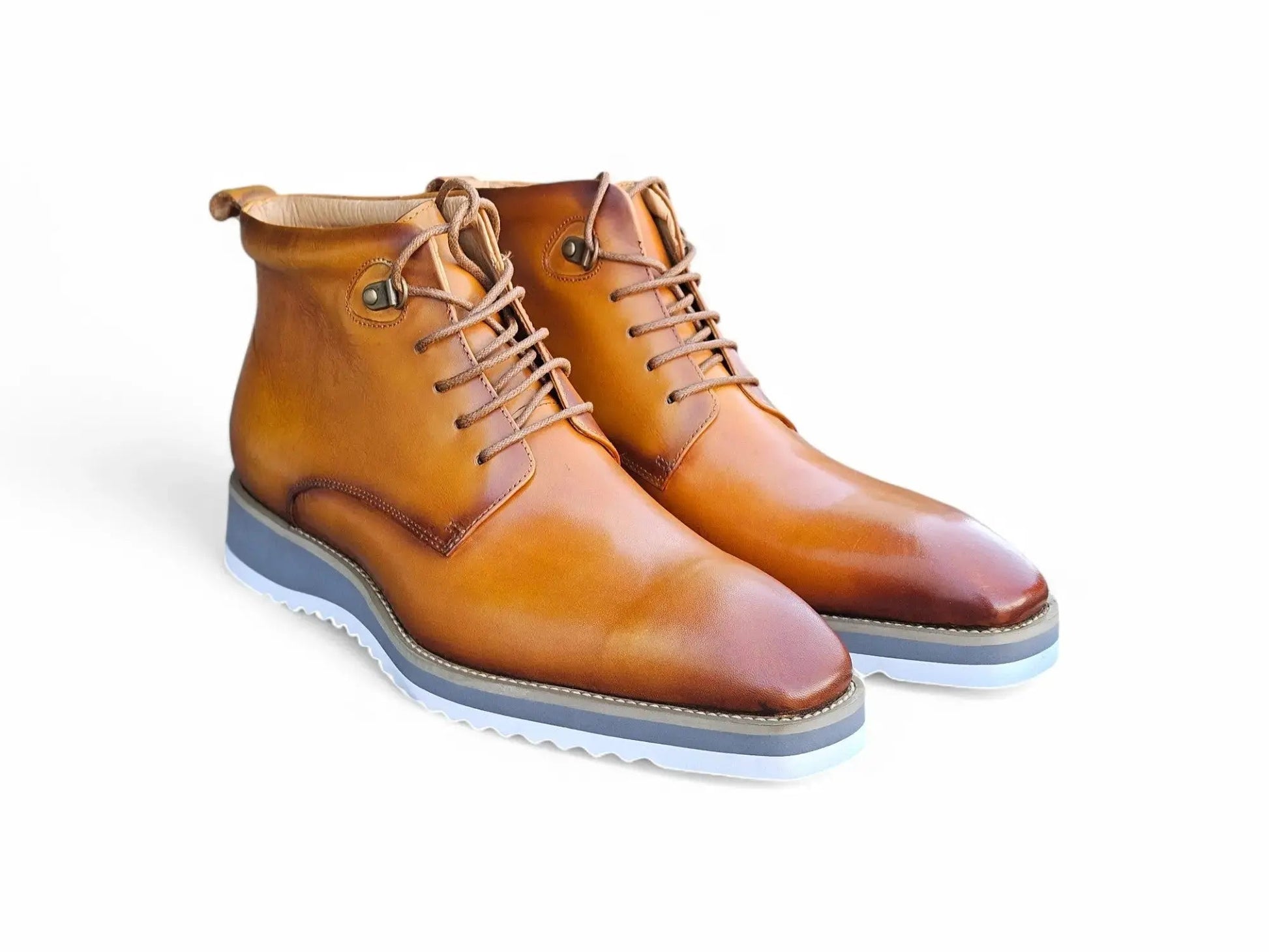 Carrucci Burnished Calfskin Lace-Up Boots - Rich Leather Elegance