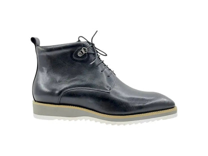 Carrucci Burnished Calfskin Lace-Up Boots - Rich Leather Elegance