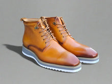 Carrucci Burnished Calfskin Lace-Up Boot
