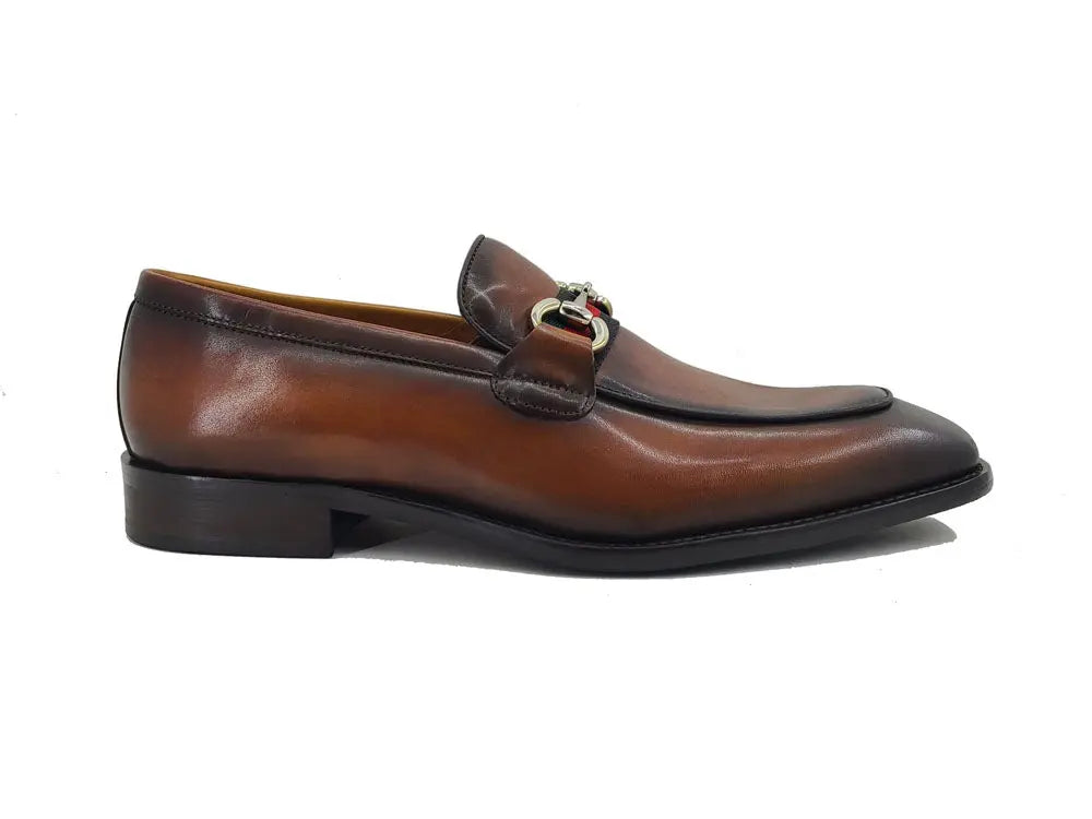 Carrucci Burnished Calfskin Loafer - Luxury Slip-On Shoe