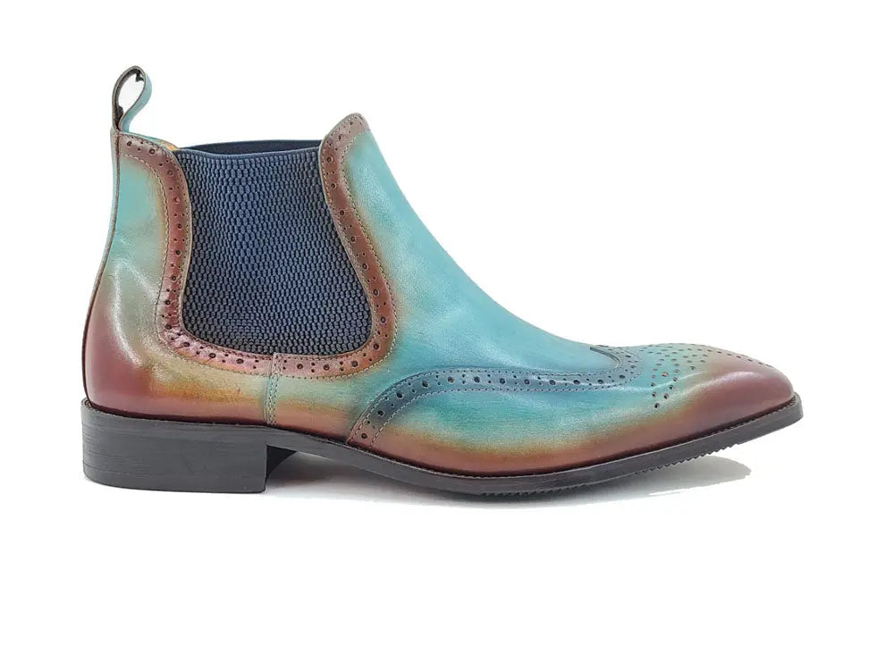 Carrucci Burnished Calfskin Wingtip Boot - Luxury Brown Leather