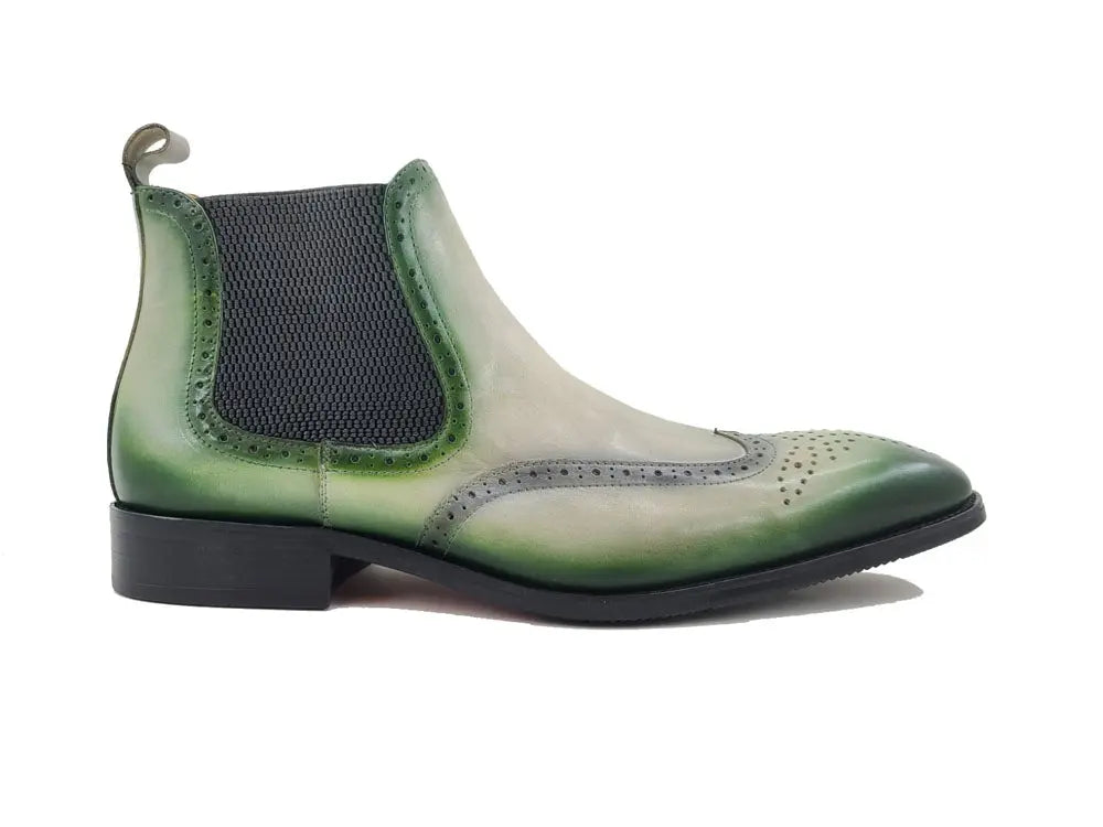 Carrucci Burnished Calfskin Wingtip Boot - Luxury Brown Leather