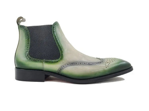 Carrucci Burnished Calfskin Wingtip Boot - Luxury Brown Leather