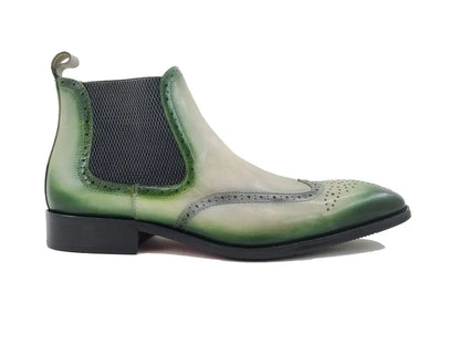 Carrucci Burnished Calfskin Wingtip Boot - Luxury Brown Leather