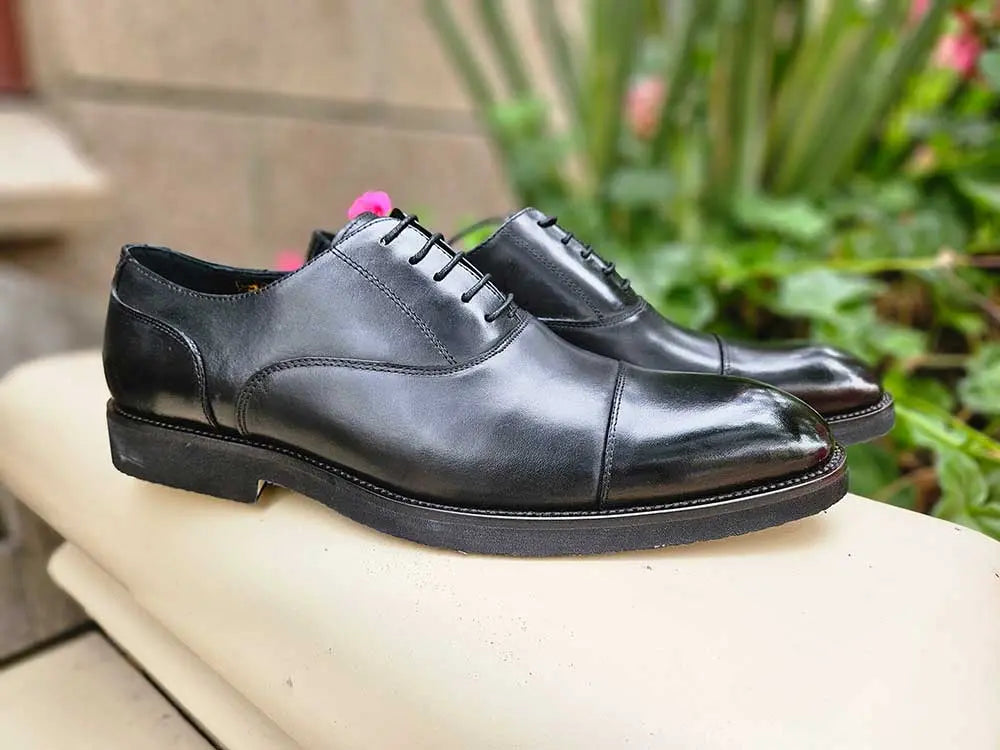 Carrucci Burnished Leather Cap Toe Oxford Shoes