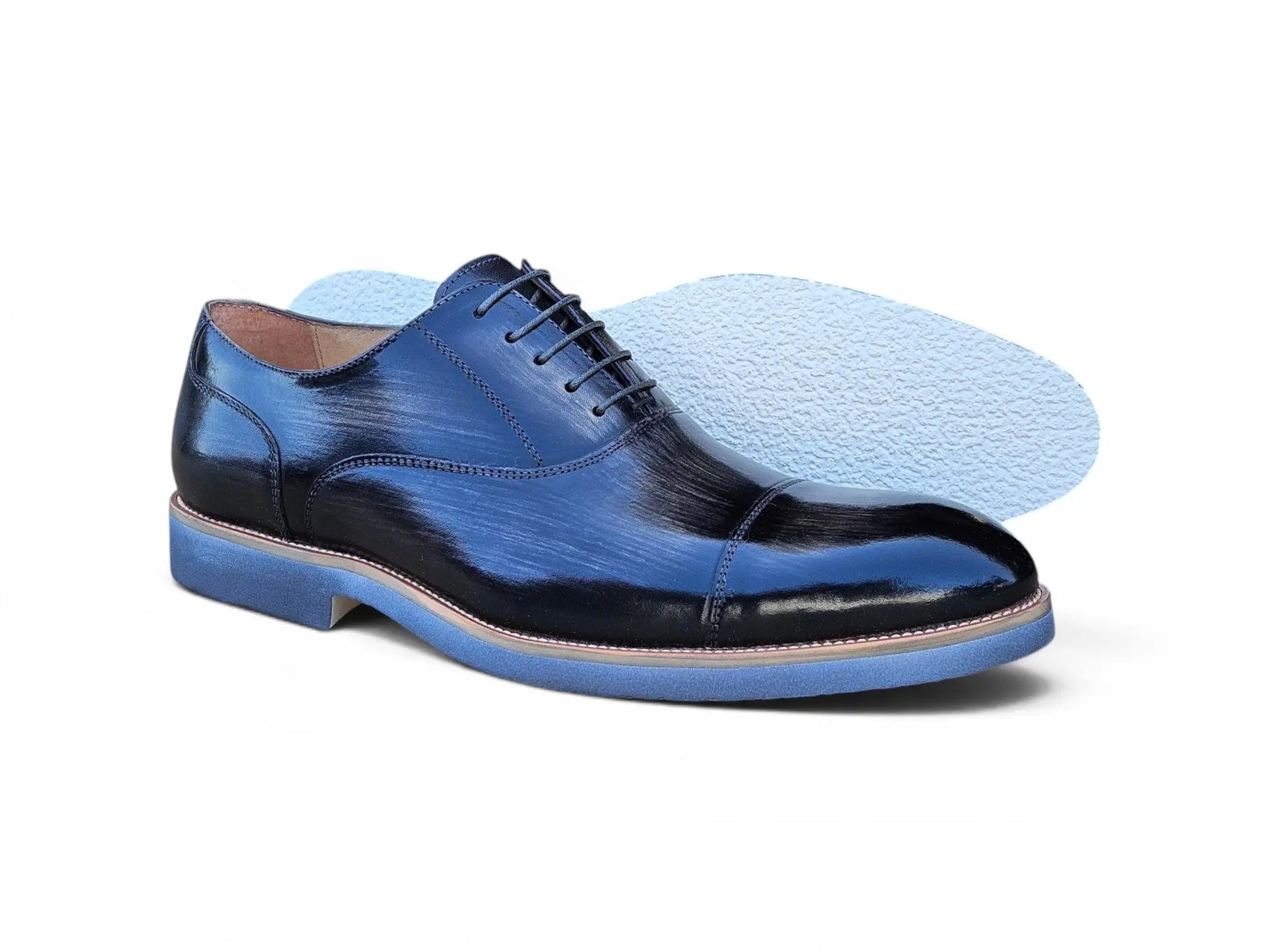 Carrucci Burnished Leather Cap Toe Oxford Shoes