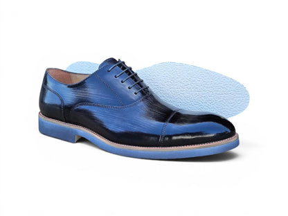 Carrucci Burnished Leather Cap Toe Oxford Shoes