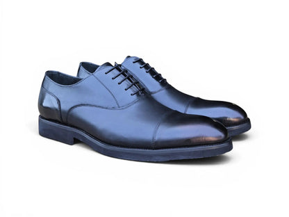 Carrucci Burnished Leather Cap Toe Oxford Shoes