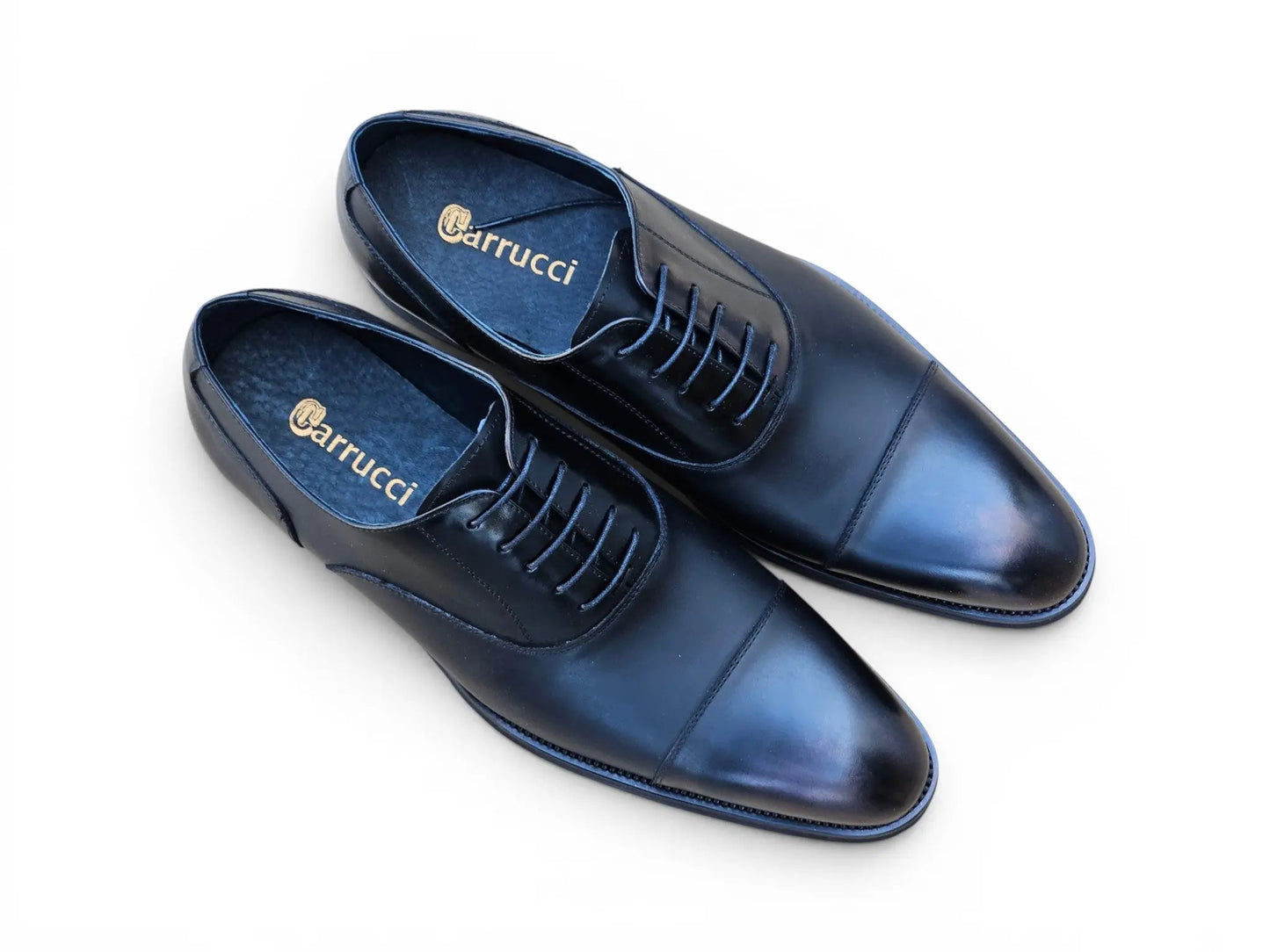 Carrucci Burnished Leather Cap Toe Oxford Shoes