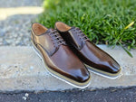 Burnished Lace-up Leather Derby by Carrucci