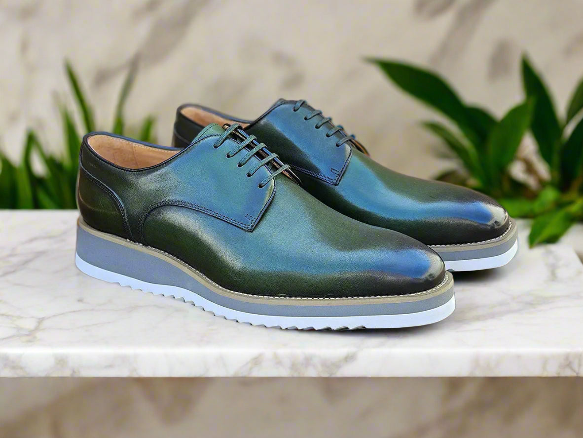 Burnished Lace-up Leather Derby - Image 12