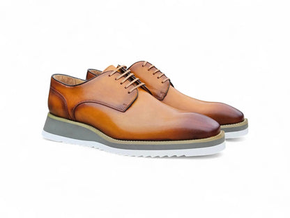 Carrucci Burnished Leather Derby Lace-Up Shoe