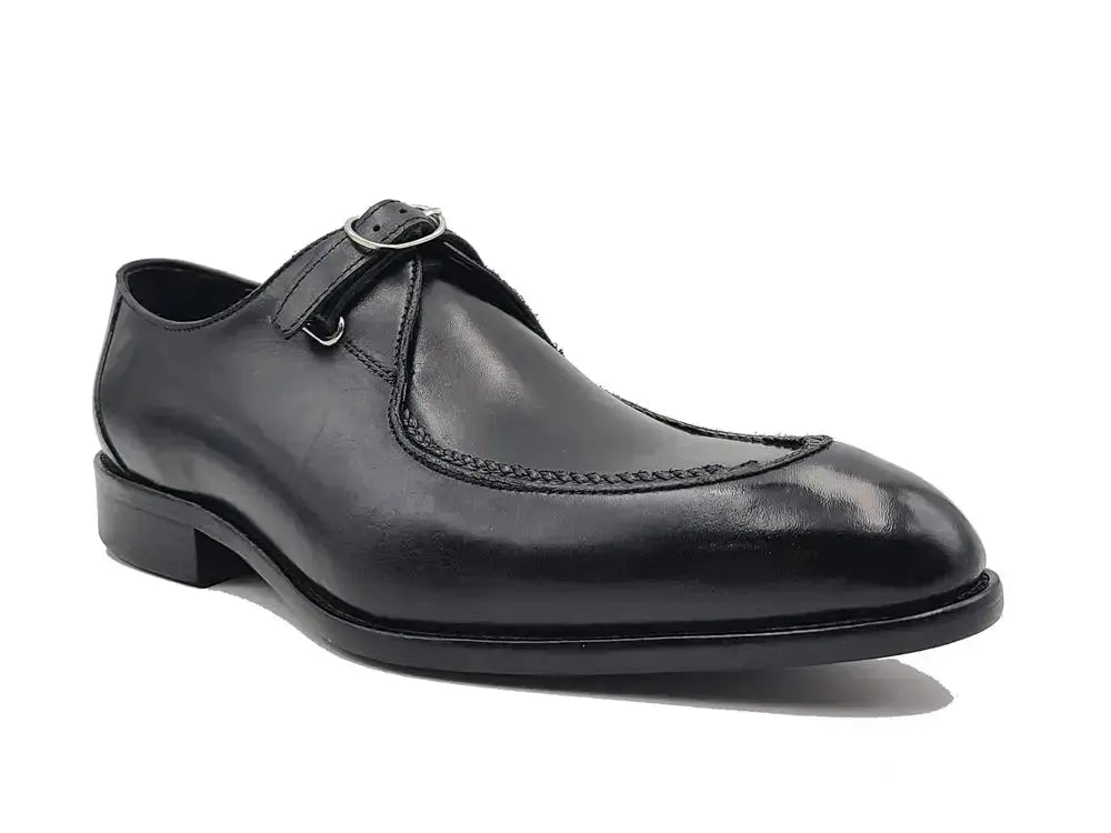 Carrucci Burnished Leather Moc Toe Single Monk Loafer