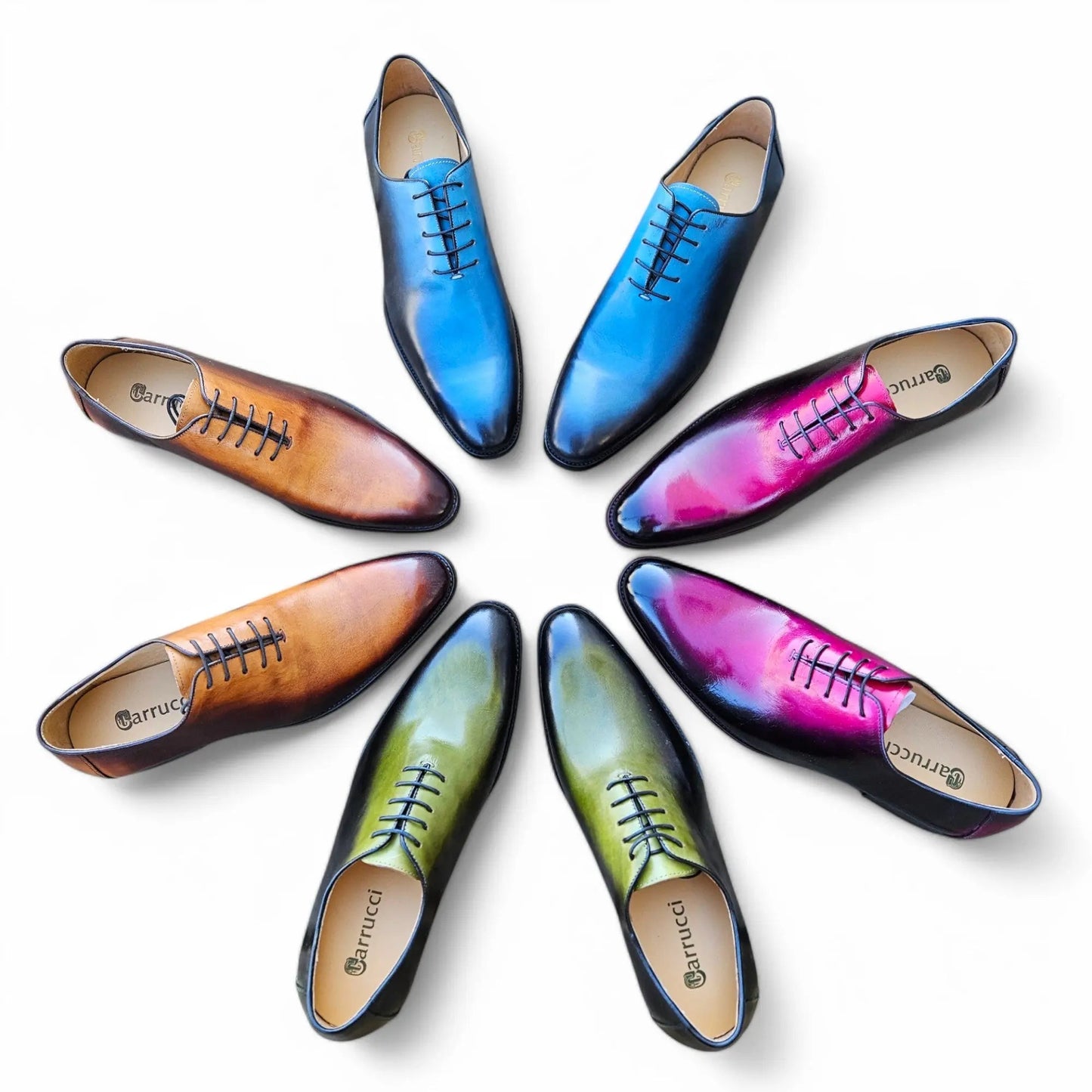 Carrucci Burnished Two-Tone Leather Wholecut Oxford