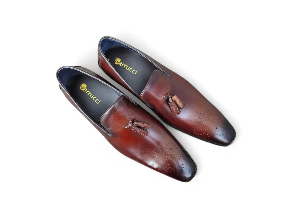 Carrucci Burnished Leather Wholecut Tassel Loafer