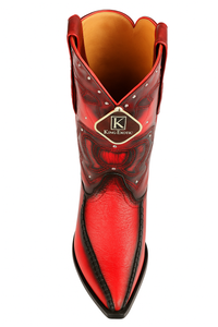 Men's King Exotic Genuine Sharkskin Boots 3x Toe Burnished Red (495v20912)