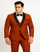 Men's Burnt Orange Tuxedo Suit – 3-Piece Slim Fit with Black Satin Shawl Lapel