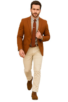  Burnt orange Men's 2 Buttons Blazer
