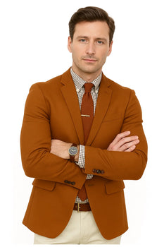  Burnt orange Men's 2 Buttons Blazer