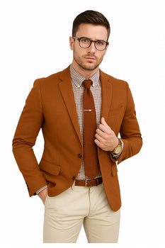  Burnt orange Men's 2 Buttons Blazer