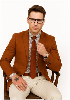  Burnt orange Men's 2 Buttons Blazer