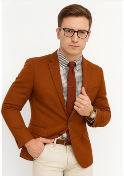  Burnt orange Men's 2 Buttons Blazer