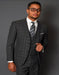 Business Suit - Patterned Suit - 1920s Old School Vintage Suit - Charcoal Grey Window Pane Suit