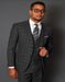 Business Suit - Patterned Suit - 1920s Old School Vintage Suit - Charcoal Grey Window Pane Suit