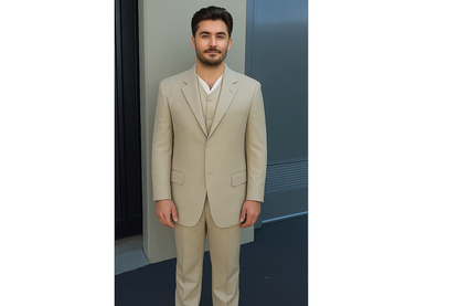 3 Buttons 100% Wool Cheap Priced Business Suits Clearance Sale Pleated Pants Three Buttons Style High Vest - Image 2