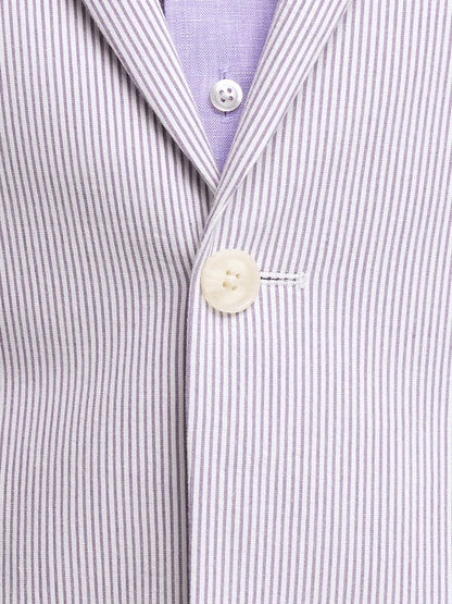 Mens Lavender Seersucker Suit Blazer + Pants Cotton Fabric - Summer Fabric in Purple color - Image 5