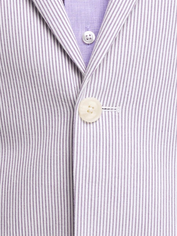 Mens Lavender Seersucker Suit Blazer + Pants Cotton Fabric - Summer Fabric in Purple color - Image 5