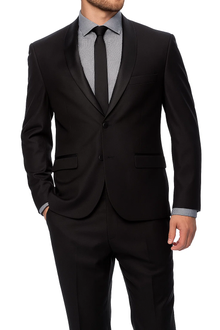 1 Button Slim Fitted Shawl Tuxedo Black