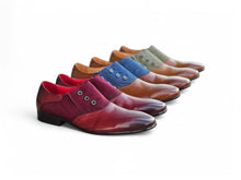 Carrucci Button-up Slip-on Loafer in Cognac, Burgundy, Whisky, and Black