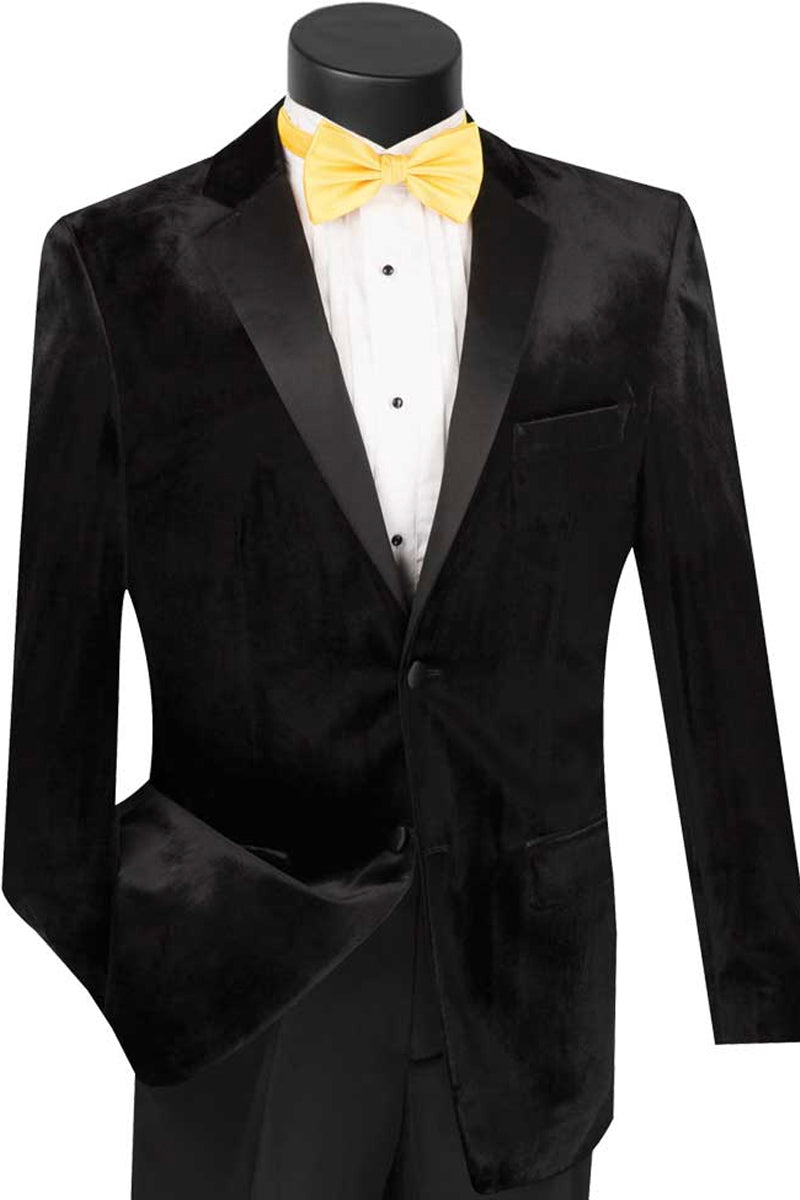 Mensusa Mens Modern Notch Velvet Tuxedo in Black — MensUSA