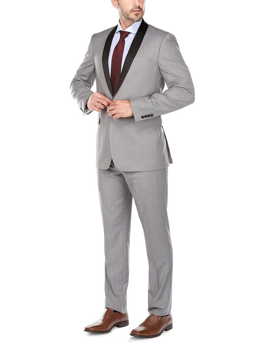 (42R, 50L) Gray 2 Piece Tuxedo Shawl Lapel Slim Fit