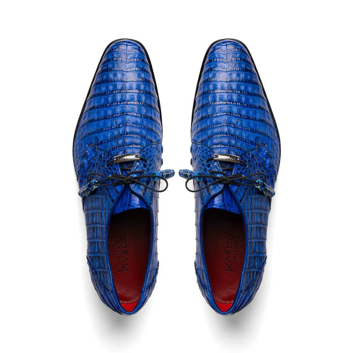 Marco Di Milano Lacio Men's Shoes Electric Blue Genuine Caiman Crocodile Dress Derby Oxfords - Image 3