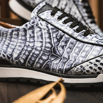 Marco Di Milano Alonzo Men's Shoes Genuine Caiman Crocodile Casual Sneakers - Image 5