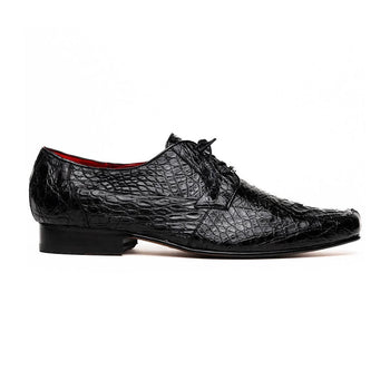 Marco Di Milano Leonardo Men's Shoes Black Genuine Caiman Crocodile Dress Derby Oxfords - Image 2