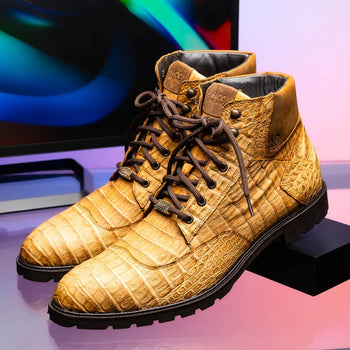 Marco Di Milano Leoni Men's Shoes Oil Orix Genuine Caiman Crocodile Rugged Boots - Image 6
