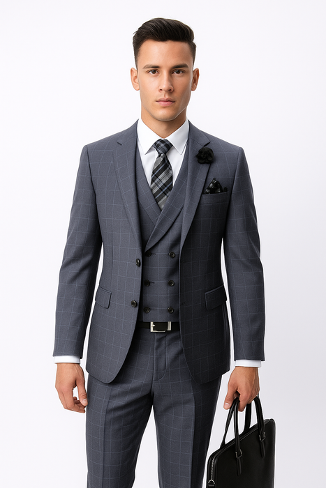 CALABRIA GREY Statement Suits Clothing Confidence Plaid Suit