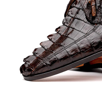 Marco Di Milano Cancun Men's Shoes Brown Exotic Hornback Crocodile Skin Derby Oxfords - Image 7