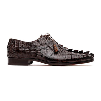 Marco Di Milano Cancun Men's Shoes Brown Exotic Hornback Crocodile Skin Derby Oxfords - Image 2