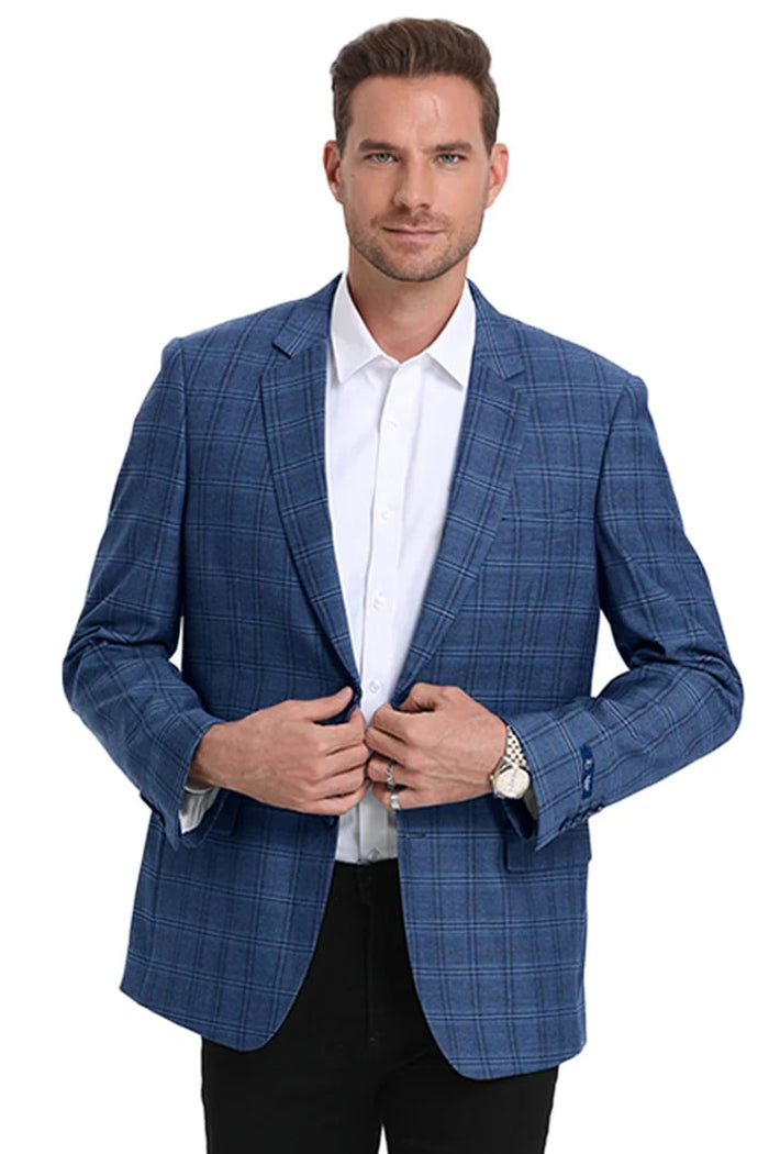 Men’s Teal Blue Plaid Western Sport Coat, Business Casual Cowboy Blazer Jacket